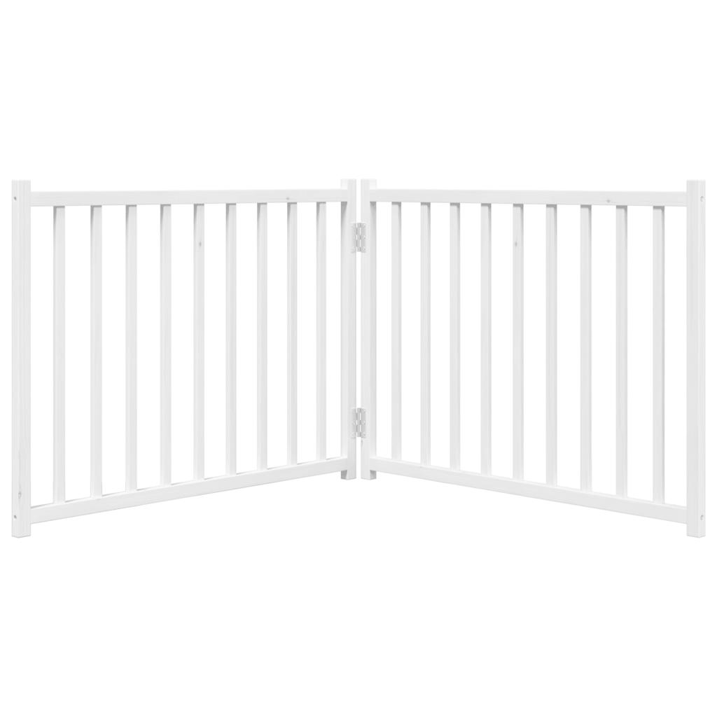 Dog Gate Foldable 2 Panels White 160 cm Solid Wood Fir