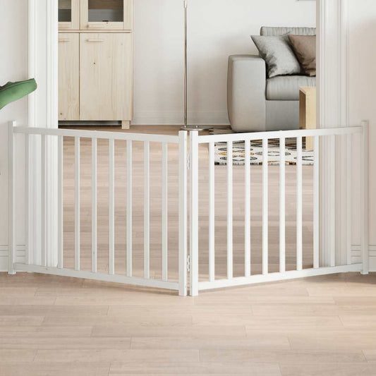 Dog Gate Foldable 2 Panels White 160 cm Solid Wood Fir