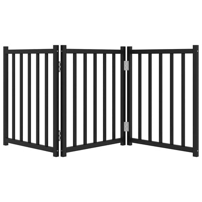 Dog Gate Foldable 3 Panels Black 150 cm Solid Wood Fir