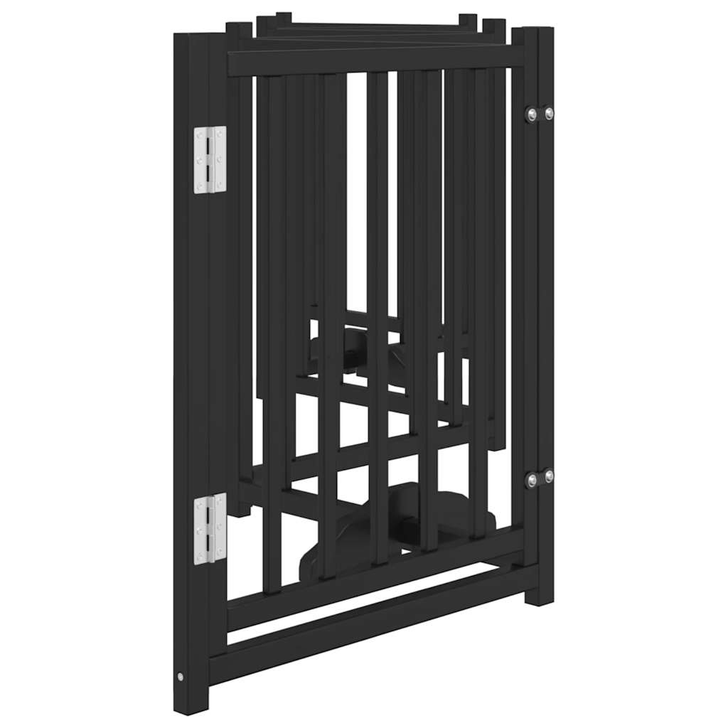 Dog Gate with Door Foldable 6 Panels Black 300 cm Solid Wood Fir