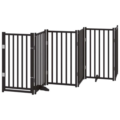 Dog Gate with Door Foldable 6 Panels Black 300 cm Solid Wood Fir
