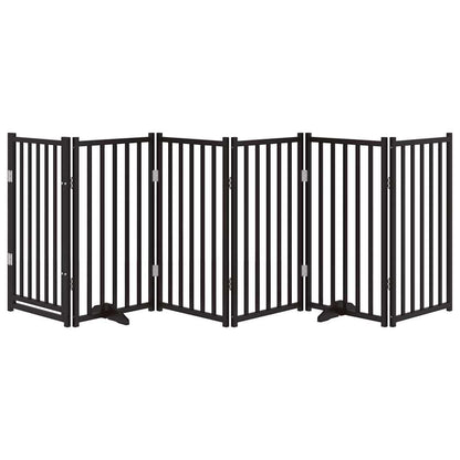 Dog Gate with Door Foldable 6 Panels Black 300 cm Solid Wood Fir