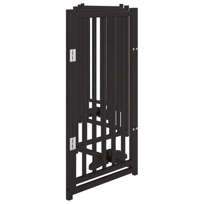 Dog Gate with Door Foldable 6 Panels Black 300 cm Solid Wood Fir