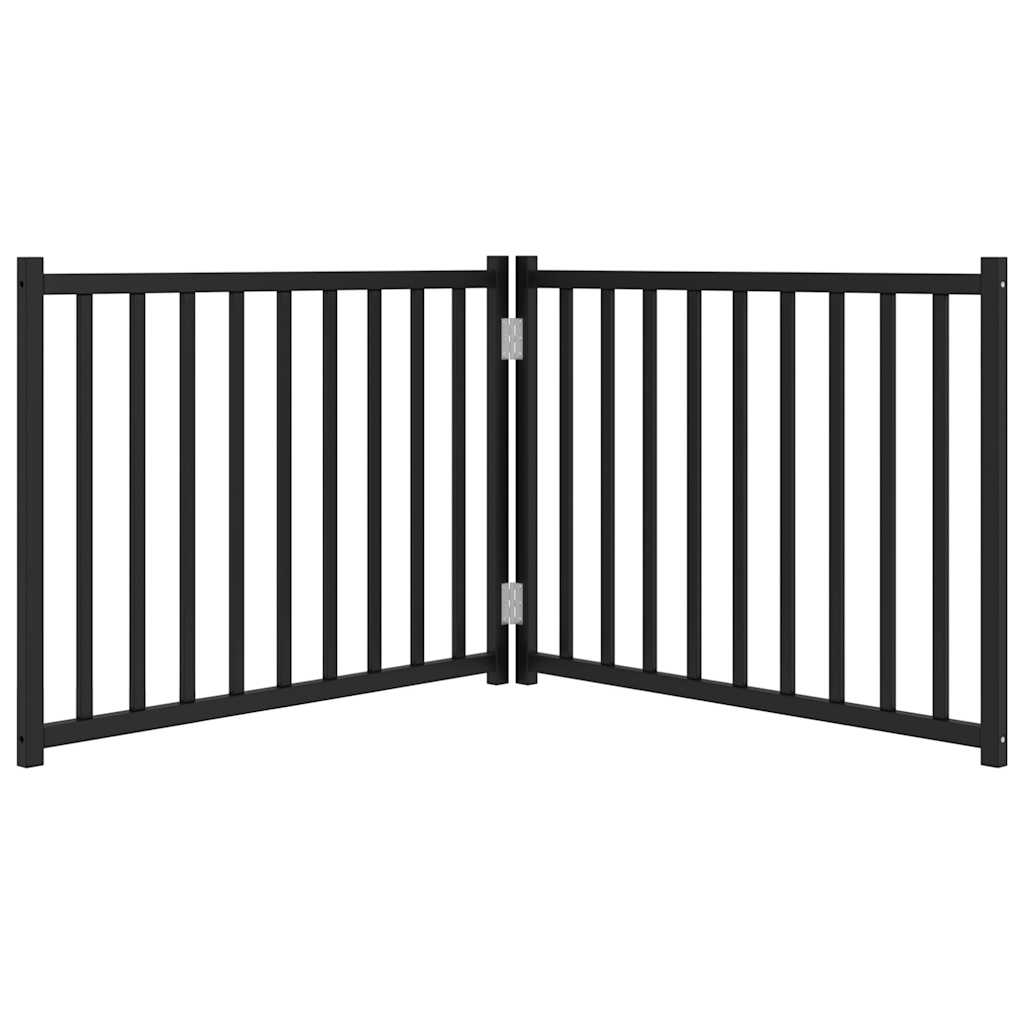 Dog Gate Foldable 2 Panels Black 160 cm Solid Wood Fir