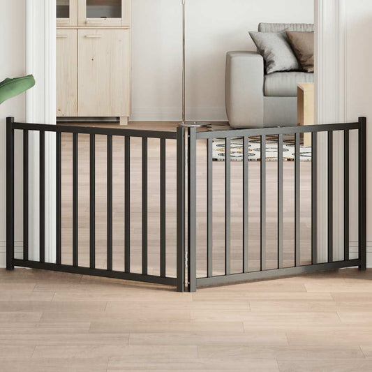 Dog Gate Foldable 2 Panels Black 160 cm Solid Wood Fir
