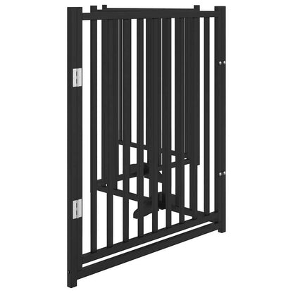 Dog Gate with Door Foldable 4 Panels Black 320 cm Solid Wood Fir