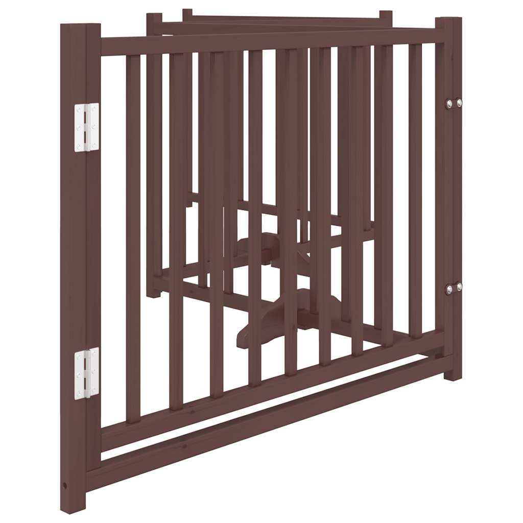 Dog Gate with Door Foldable 4 Panels Brown Oak 320 cm Solid Wood Fir