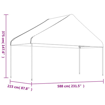 Gazebo with Roof White 5.88x2.23x3.75 m Polyethylene