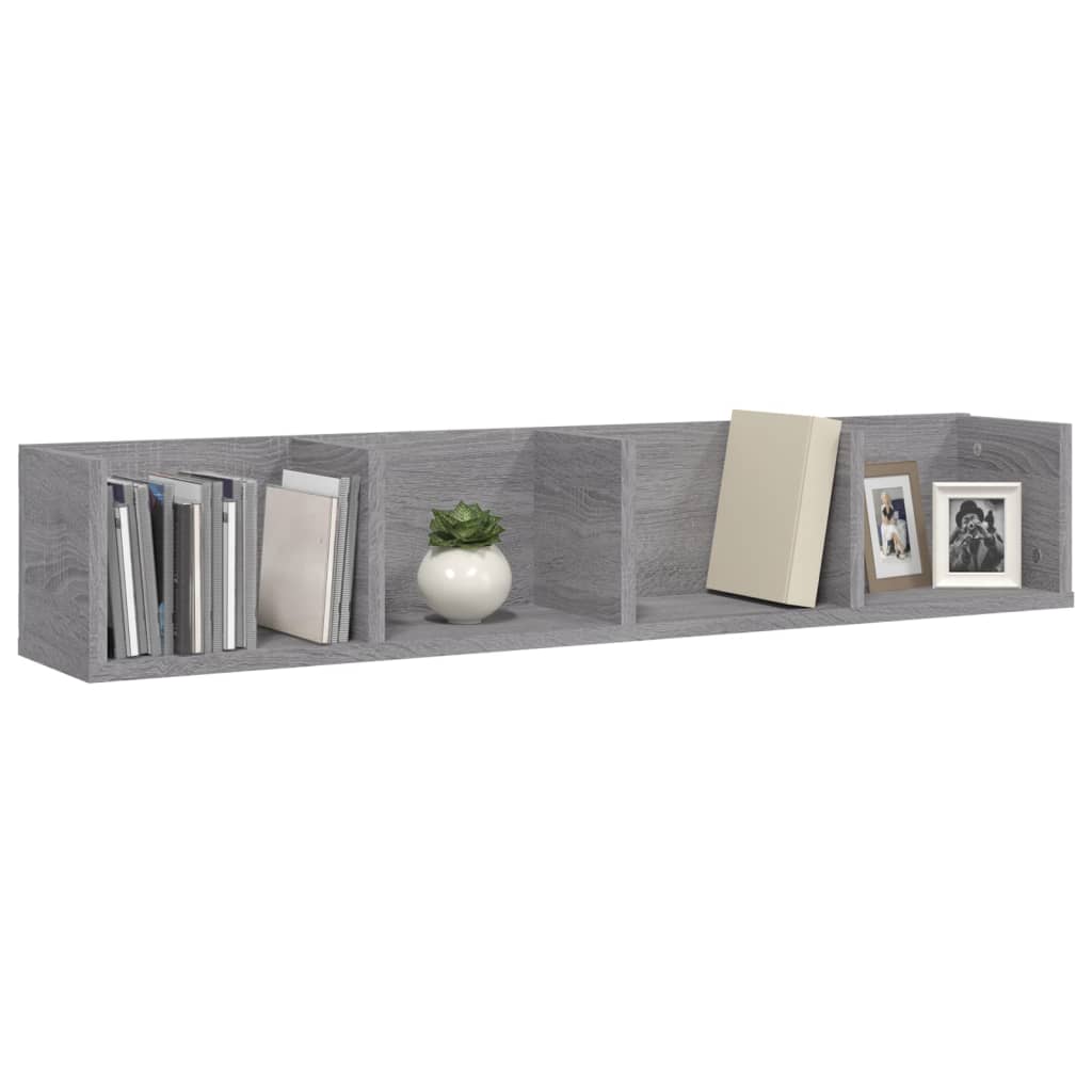 CD Wall Shelf Grey Sonoma 100x18x18 cm Engineered Wood