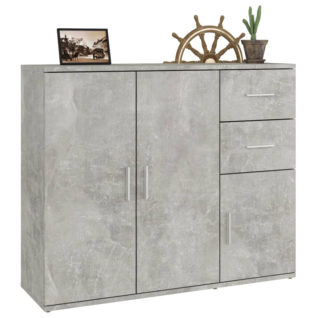Sideboard Concrete Grey 91x29.5x75 cm Engineered Wood