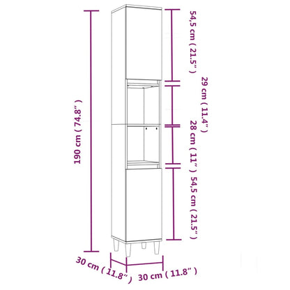 Bathroom Cabinet White 30x30x190 cm Engineered Wood