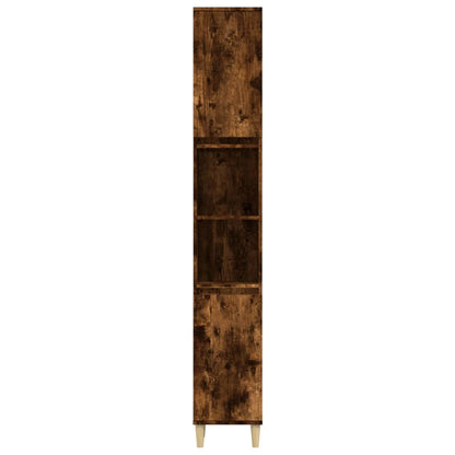 Bathroom Cabinet Smoked Oak 30x30x190 cm Engineered Wood
