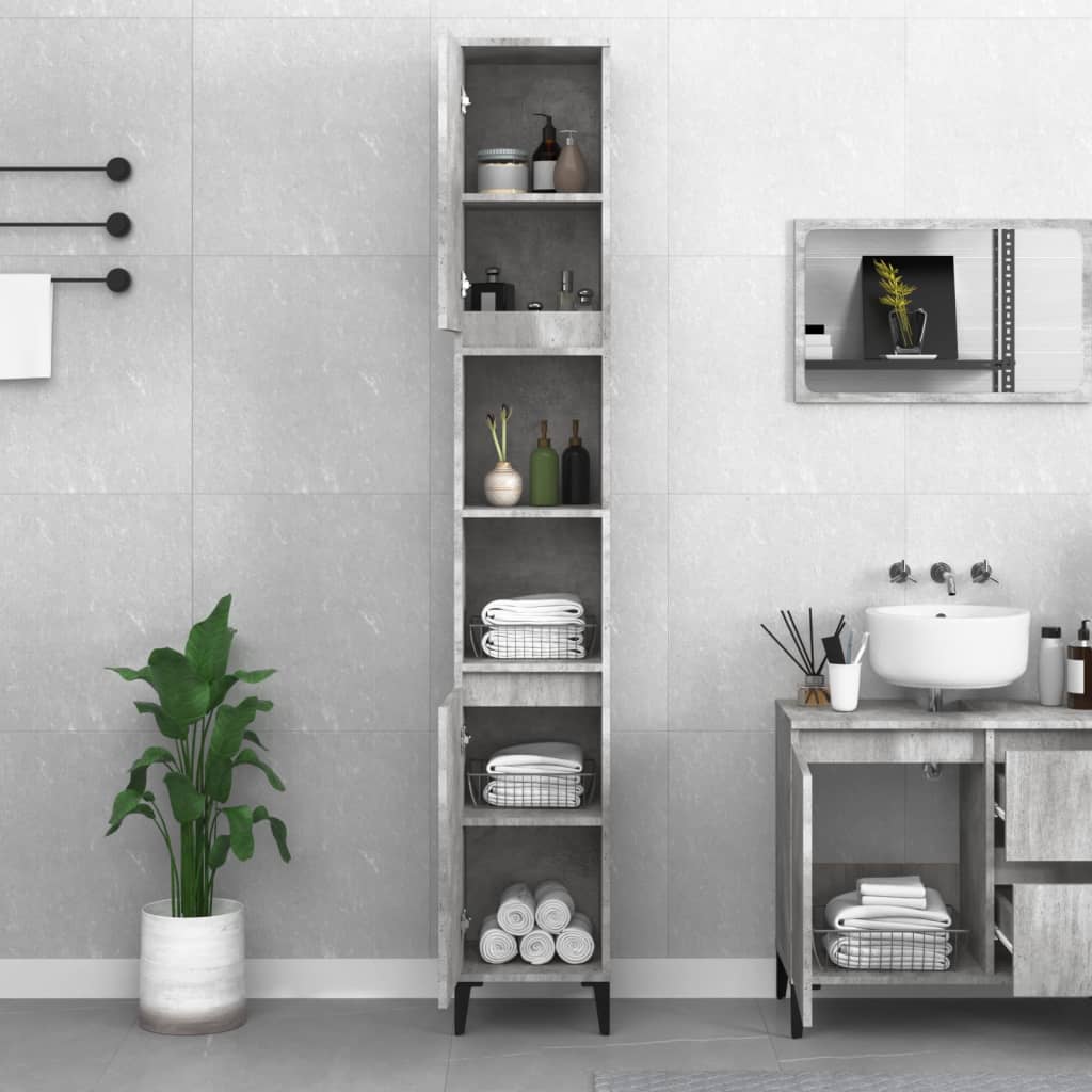 Bathroom Cabinet Concrete Grey 30x30x190 cm Engineered Wood