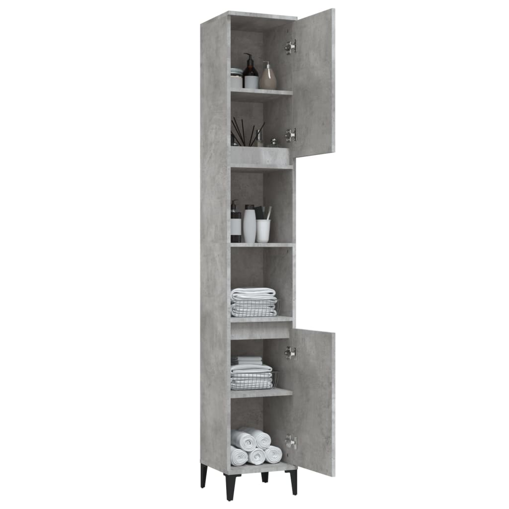 Bathroom Cabinet Concrete Grey 30x30x190 cm Engineered Wood