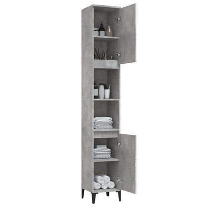 Bathroom Cabinet Concrete Grey 30x30x190 cm Engineered Wood