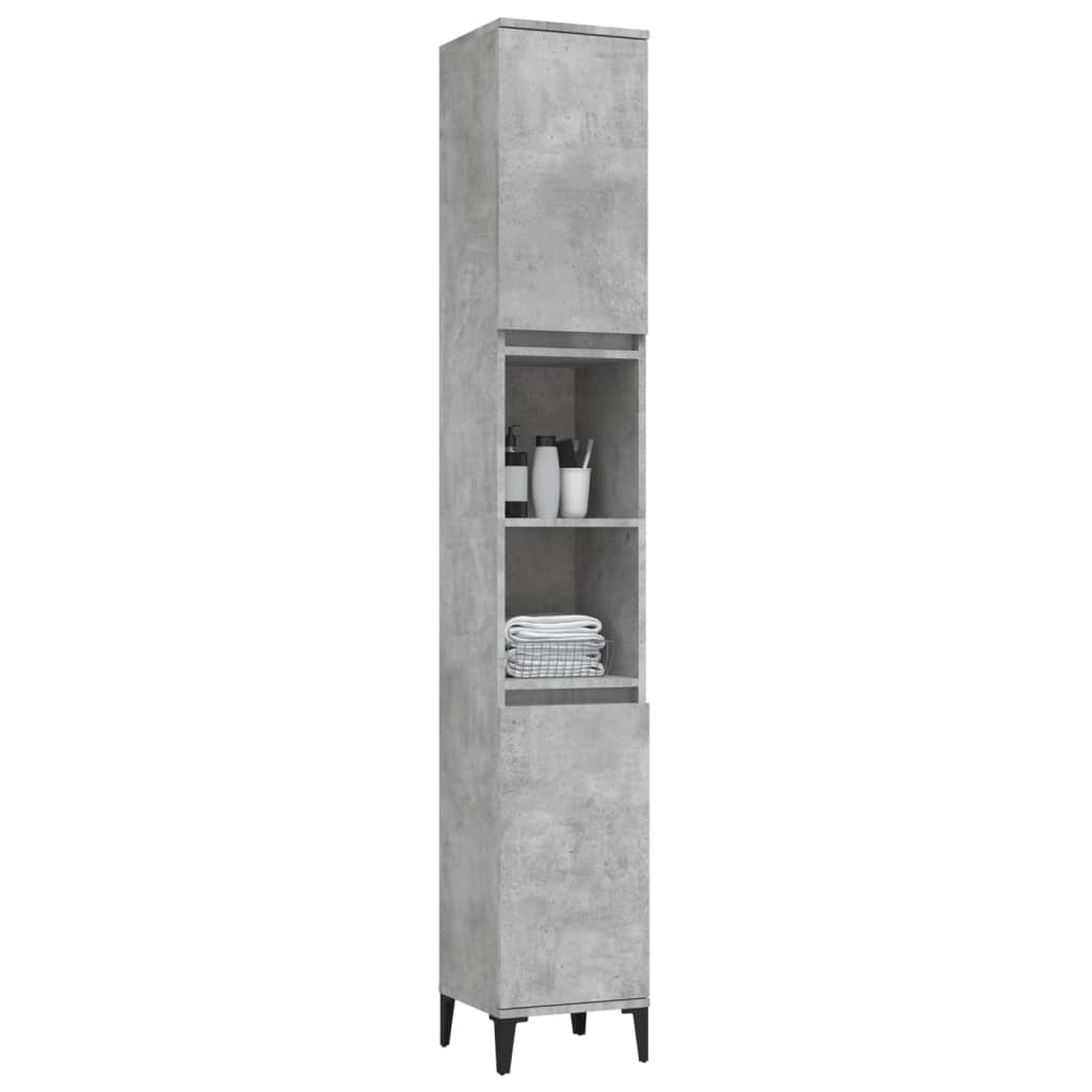Bathroom Cabinet Concrete Grey 30x30x190 cm Engineered Wood