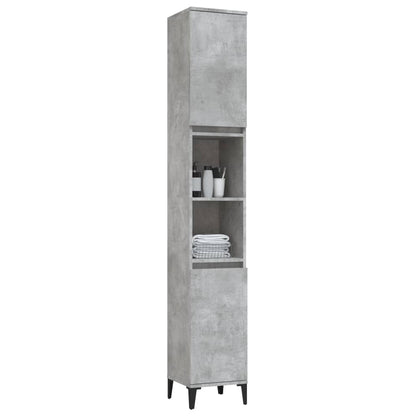 Bathroom Cabinet Concrete Grey 30x30x190 cm Engineered Wood