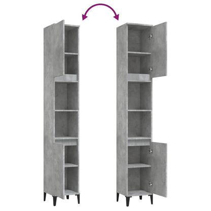 Bathroom Cabinet Concrete Grey 30x30x190 cm Engineered Wood
