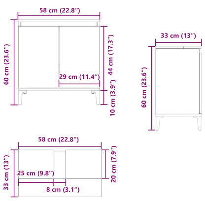 Sink Cabinet Smoked Oak 58x33x60 cm Engineered Wood