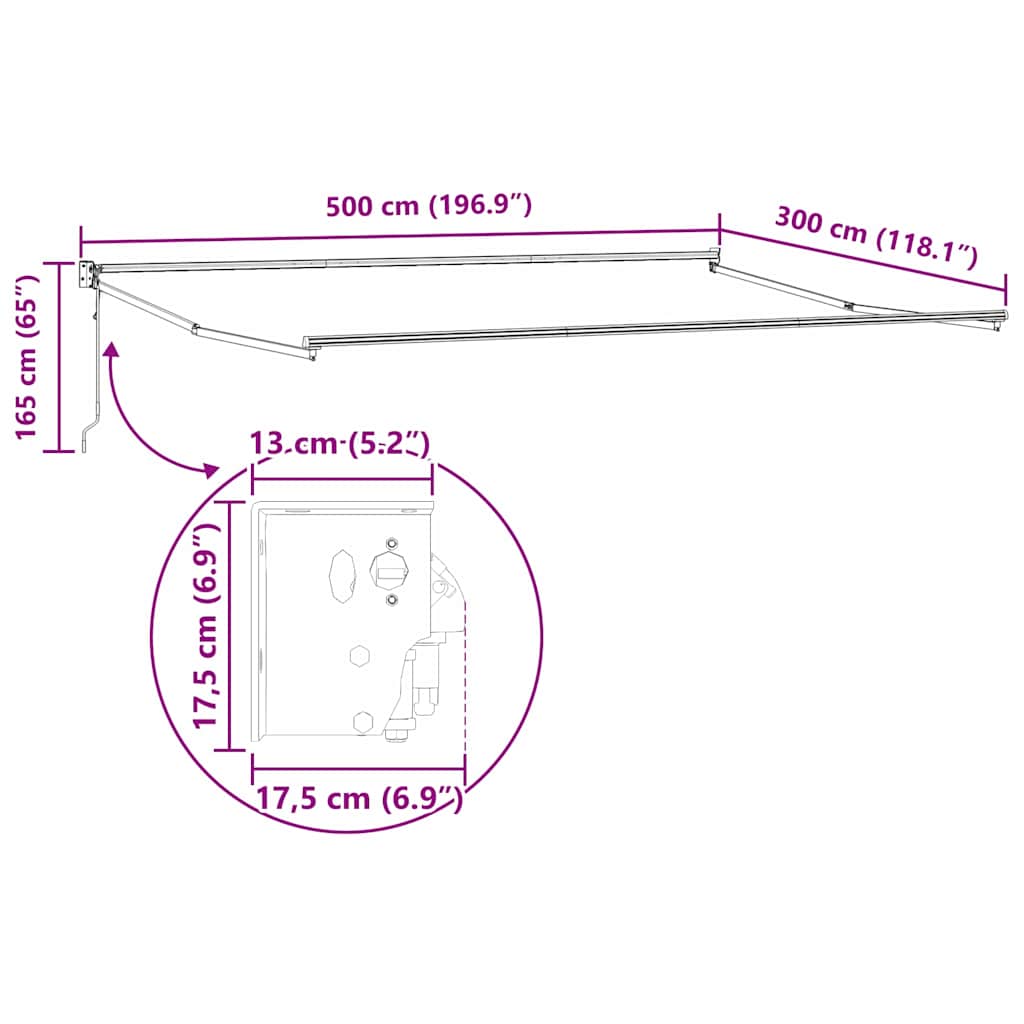 Awning White 5 x 3 m Metal