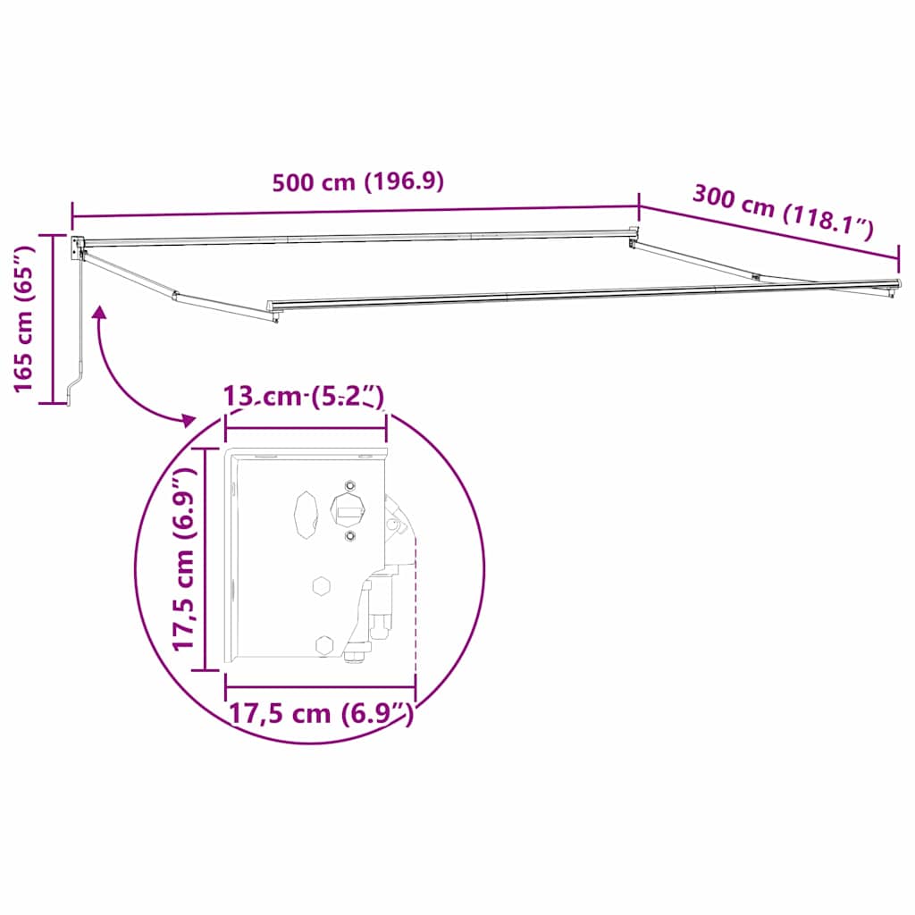 Awning Manual Anthracite 5 x 3 m Metal