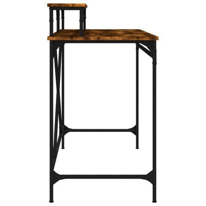 Desk Smoked Oak 100x50x90 cm Engineered Wood and Iron