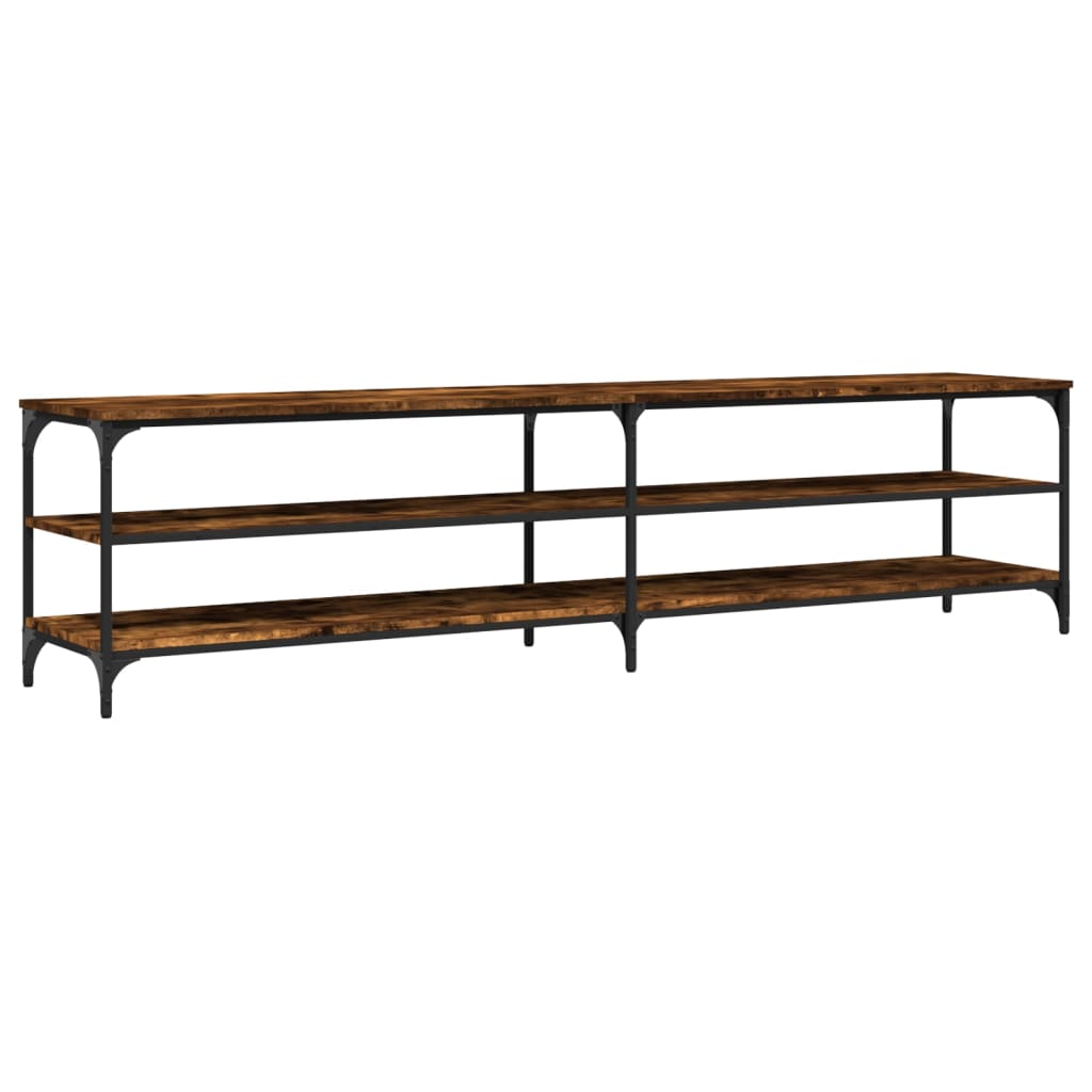 TV Cabinet Smoked Oak 200x30x50 cm Engineered Wood and Metal