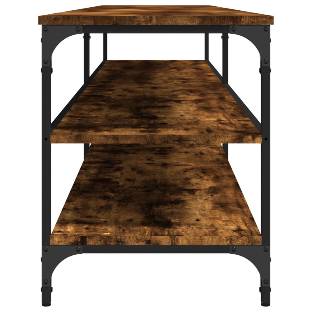TV Cabinet Smoked Oak 200x30x50 cm Engineered Wood and Metal