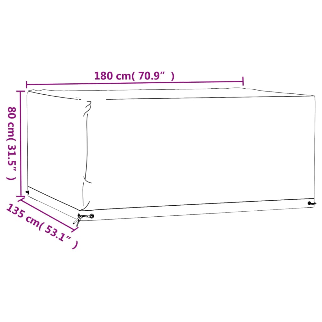 Garden Furniture Covers 2 pcs 8 Eyelets 180x135x80 cm Rectangular