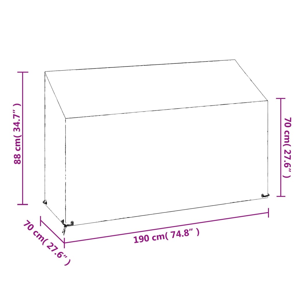 Garden Bench Covers 2 pcs 8 Eyelets 190x70x70/88 cm Polyethylene