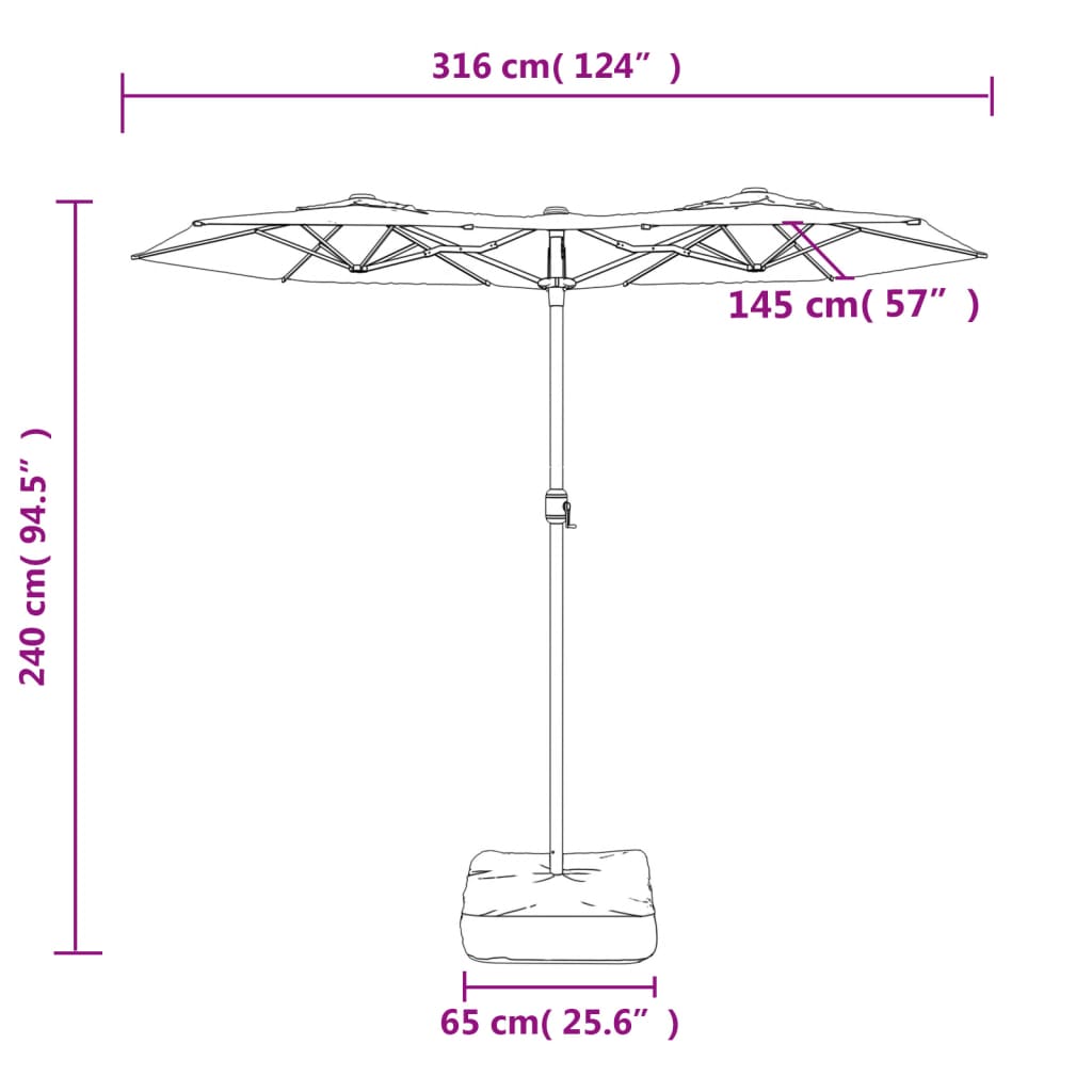 Double-Head Garden Parasol Taupe 316x145 cm