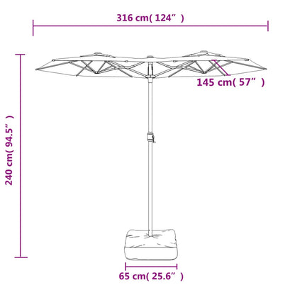 Double-Head Garden Parasol Taupe 316x145 cm