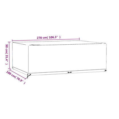Garden Furniture Cover 12 Eyelets 270x180x90 cm Rrectangular