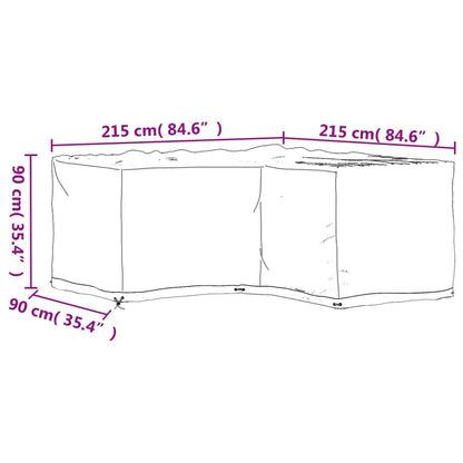 L-Shaped Garden Furniture Cover 16 Eyelets 215x215x90 cm