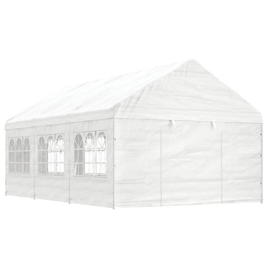 Gazebo with Roof White 6.69x4.08x3.22 m Polyethylene