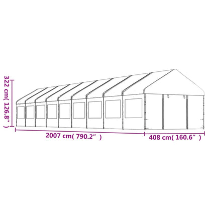 Gazebo with Roof White 20.07x4.08x3.22 m Polyethylene