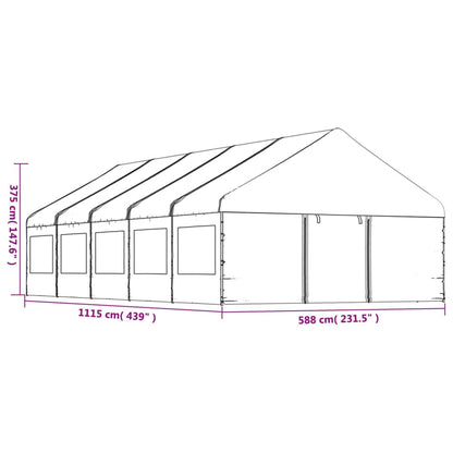 Gazebo with Roof White 11.15x5.88x3.75 m Polyethylene