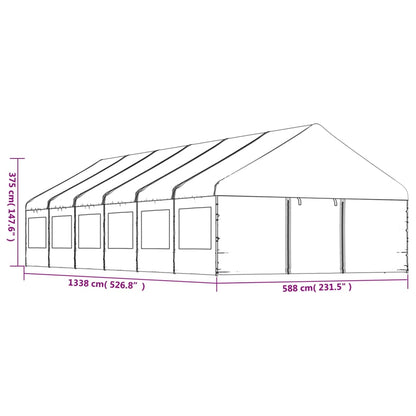 Gazebo with Roof White 13.38x5.88x3.75 m Polyethylene