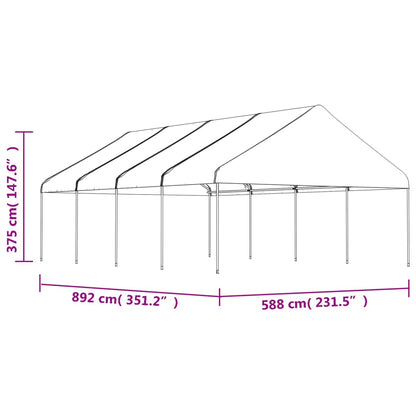 Gazebo with Roof White 8.92x5.88x3.75 m Polyethylene