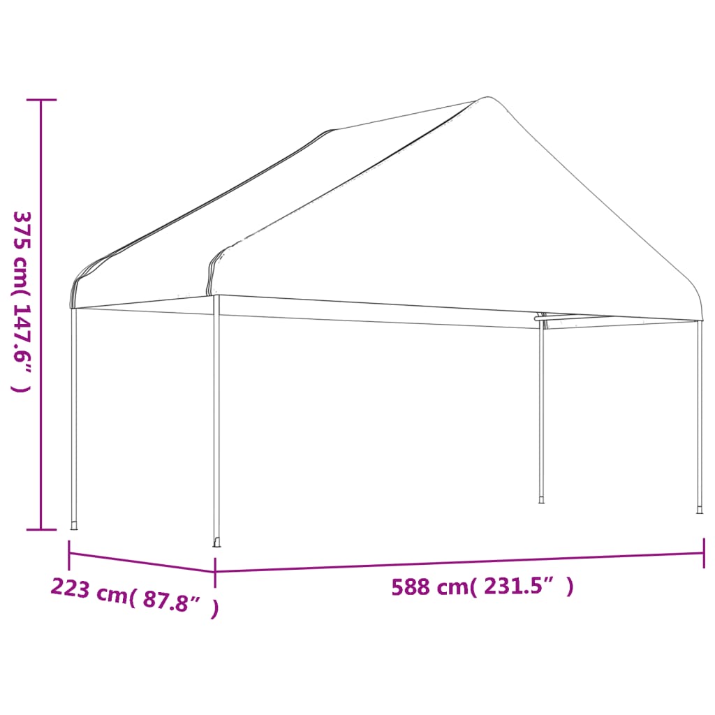 Gazebo with Roof White 8.92x5.88x3.75 m Polyethylene