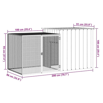 Rabbit Cage Grey 200x91x100 cm Galvanised Steel