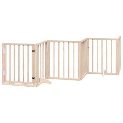 Dog Gate with Door Foldable 12 Panels 600 cm Poplar Wood