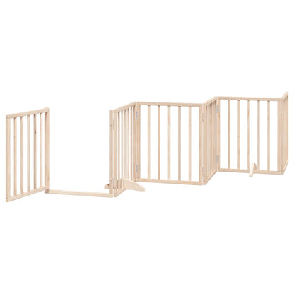 Dog Gate with Door Foldable 12 Panels 600 cm Poplar Wood