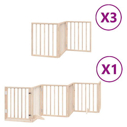 Dog Gate with Door Foldable 15 Panels 750 cm Poplar Wood