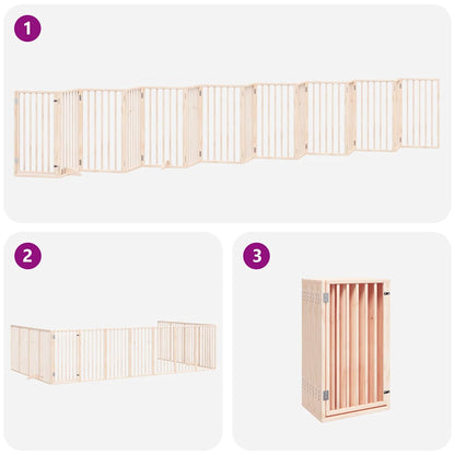 Dog Gate with Door Foldable 15 Panels 750 cm Poplar Wood