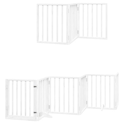 Dog Gate with Door Foldable 12 Panels White 600 cm Poplar Wood