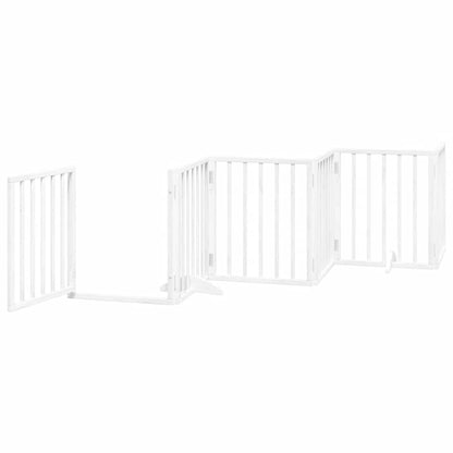 Dog Gate with Door Foldable 15 Panels White 750 cm Poplar Wood