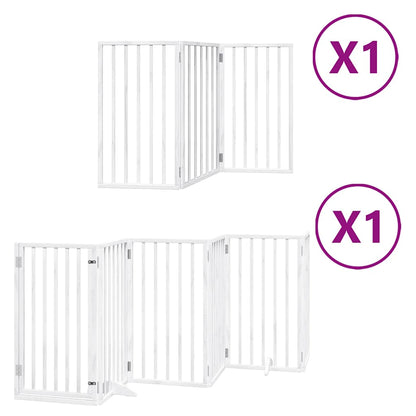 Dog Gate with Door Foldable 9 Panels White 450 cm Poplar Wood
