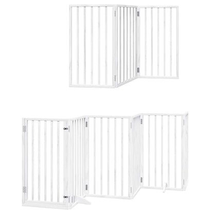 Dog Gate with Door Foldable 9 Panels White 450 cm Poplar Wood