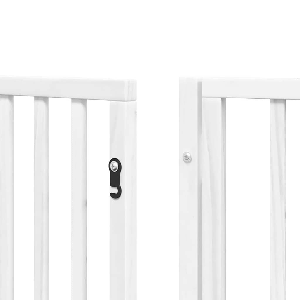 Dog Gate with Door Foldable 9 Panels White 450 cm Poplar Wood